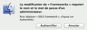 Mot de passe installation framework sur Mac