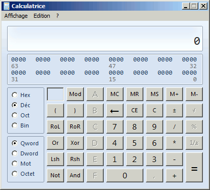 Calculatrice programmeur Windows