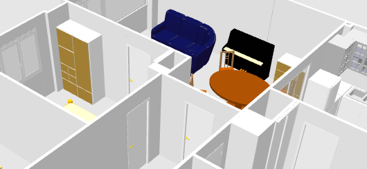Vue 3D de l'appartement obtenue avec 'Sweet Home 3D'