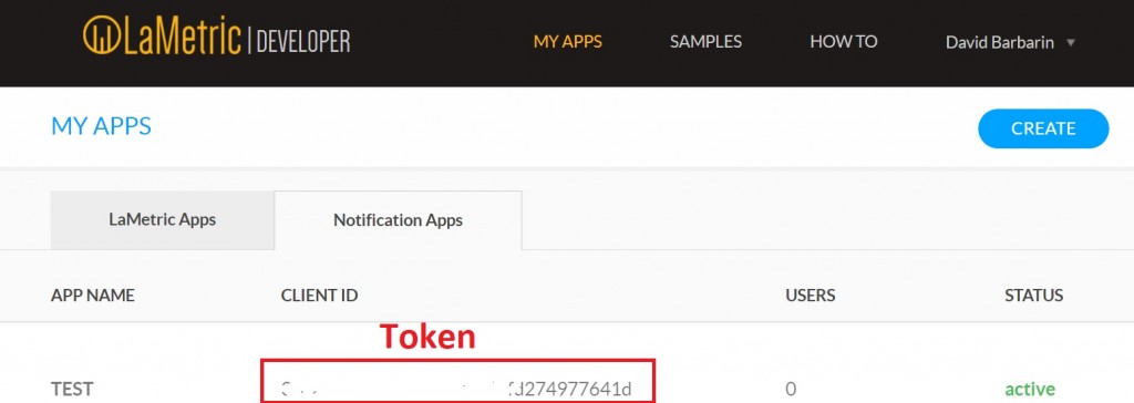 171 - 3 - lametric app token